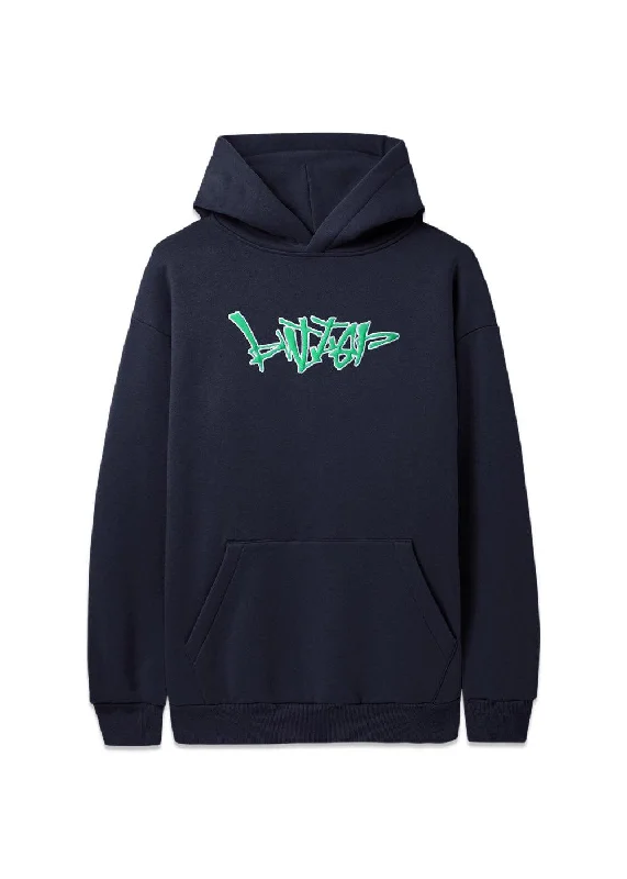 Get It Before It’s Gone Scratch Applique Pullover Hoodie - Deep Navy