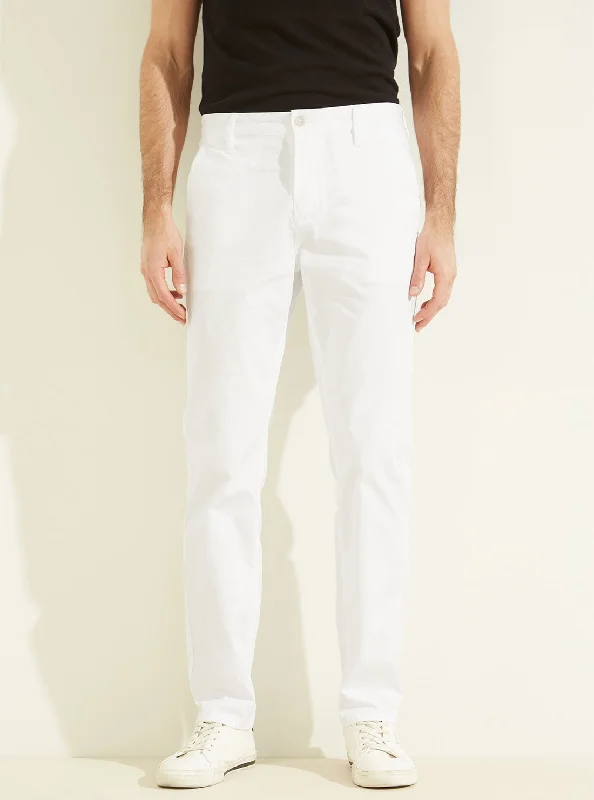 Reduced Price White Robert Stretch Canvas Chino Pants