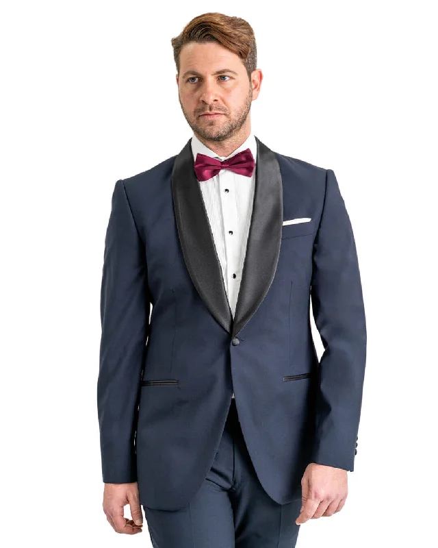 Customer Appreciation Sale Navy Wool Stretch Shawl Collar Tuxedo Jacket