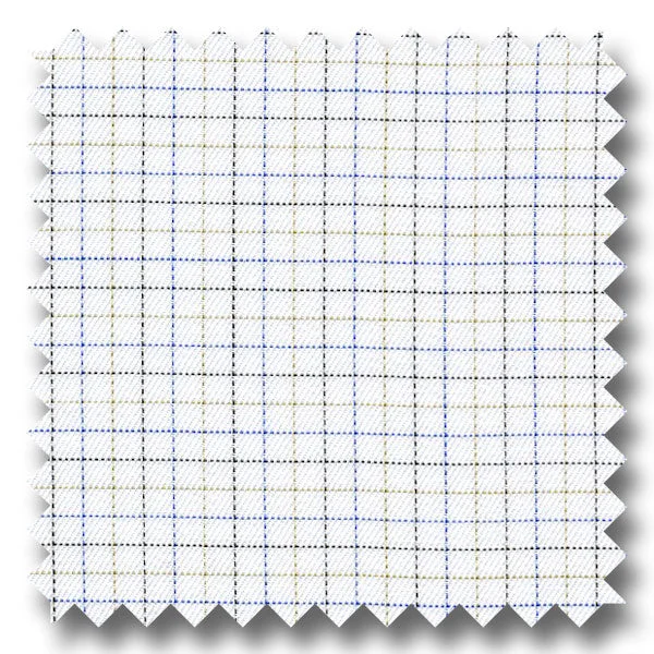 Act Fast Blue, Tan and Brown Check 200 2Ply Broadcloth - Custom Dress Shirt