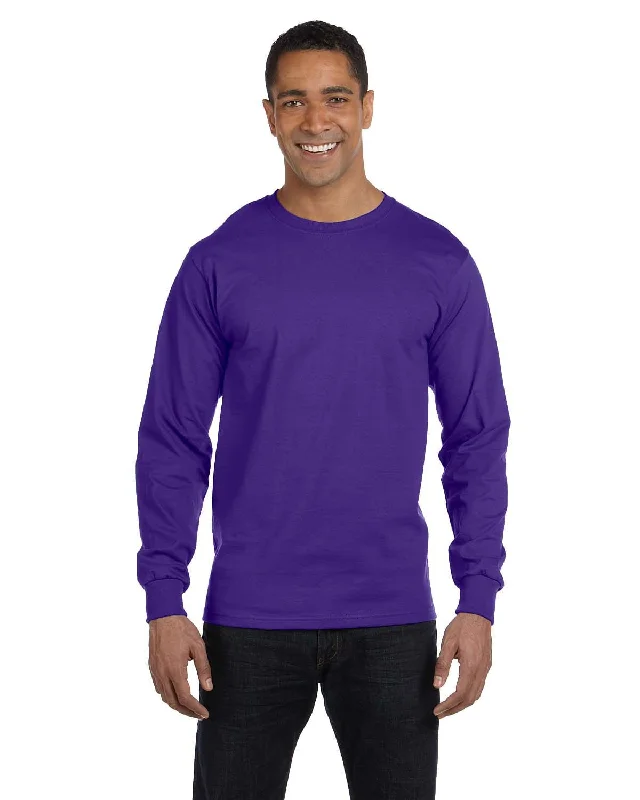 Great Deals Hanes Long Sleeve Beefy-T T-Shirt | Purple