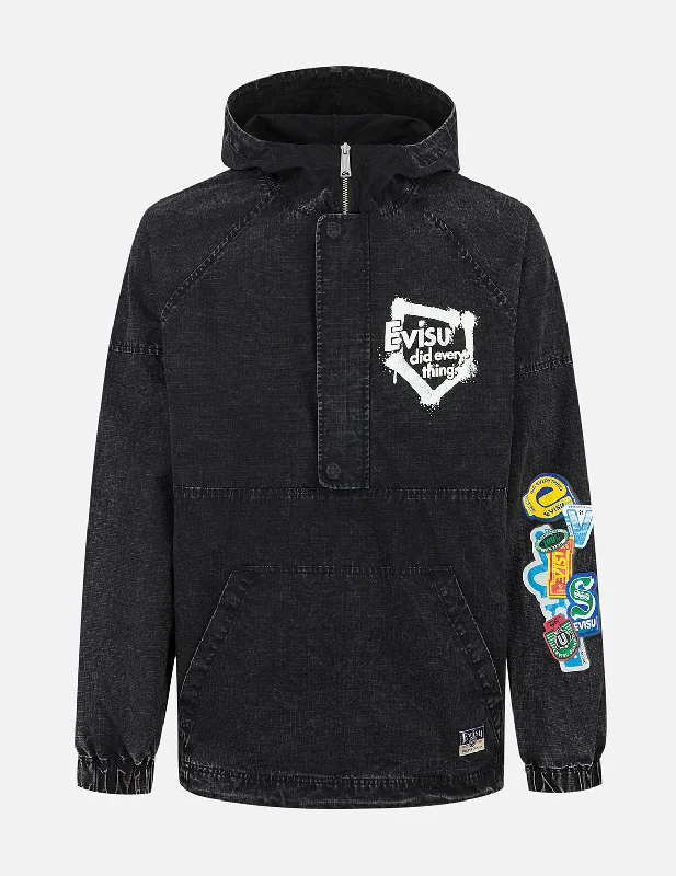 Weekend Offers That Please Graffiti Logo Relax Fit Half-Zip Hood Jacket