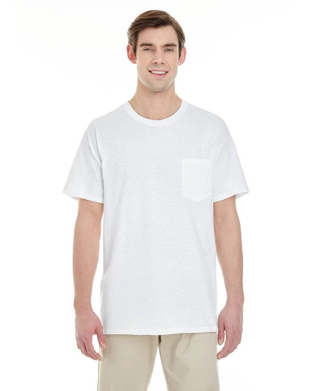 Overstock Gildan Pocket T-Shirt | White