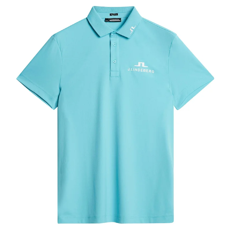 Final Offer KV Regular Fit TX Jersey Print Tour Polo Blue Curacao - SU24