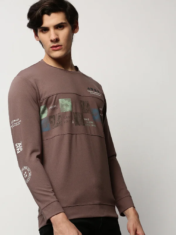 Weekend Bargains Just for You Men Brown Graphics Casual Sweatshirts