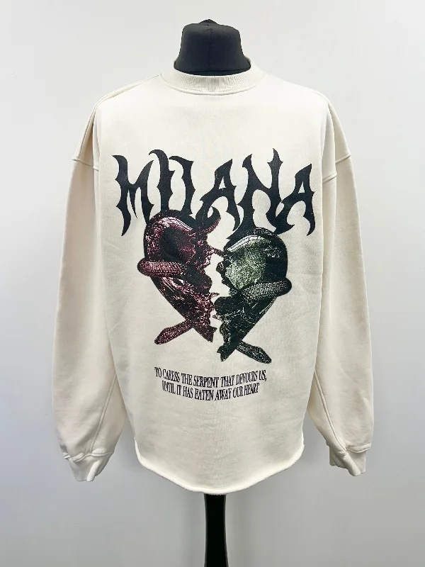 Online Specials Cream Serpent Heavyweight Open Hem Sweatshirt.