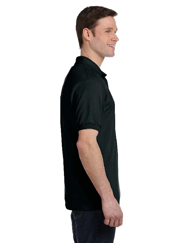 Super Bargain Hanes 50/50 Jersey Knit Pocket Polo Shirt | Black