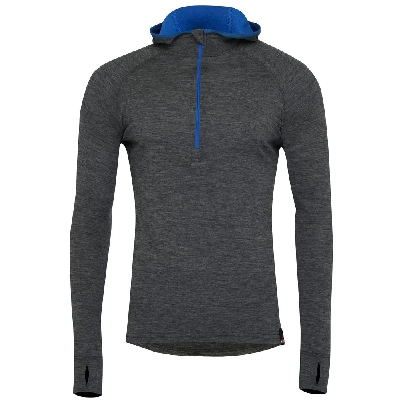 Limited Time Discount Mens Merino 200 Zip Neck Hoodie (Smoke)