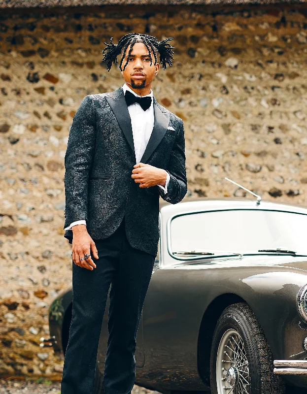 Instant Discount Black Jacquard Dinner Jacket GOLD