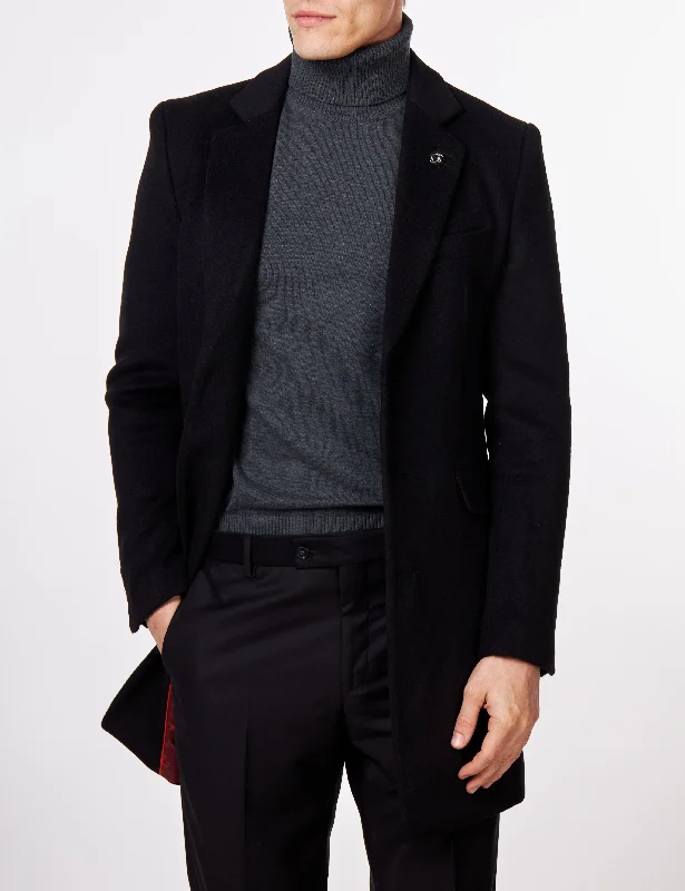 Referral Discount NATE - BLACK WOOL BLEND LONG OVERCOAT