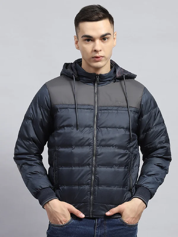 Exclusive Weekend Offers Inside Men Navy Blue Solid Detachable Hood Full Sleeve Jacket