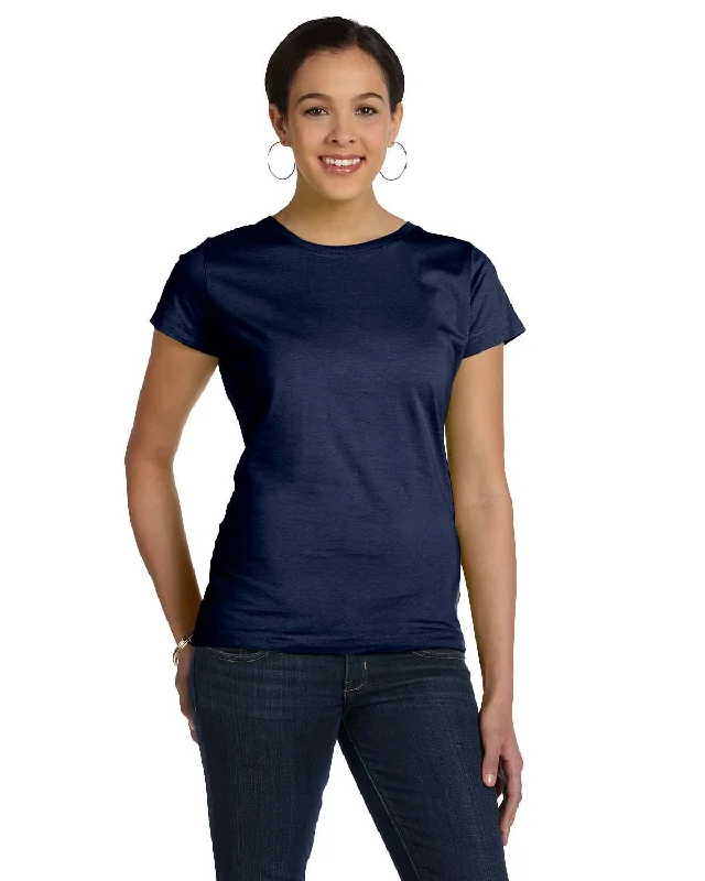Great Deals LAT Ladies Fine Jersey Longer Length T-Shirt | Navy