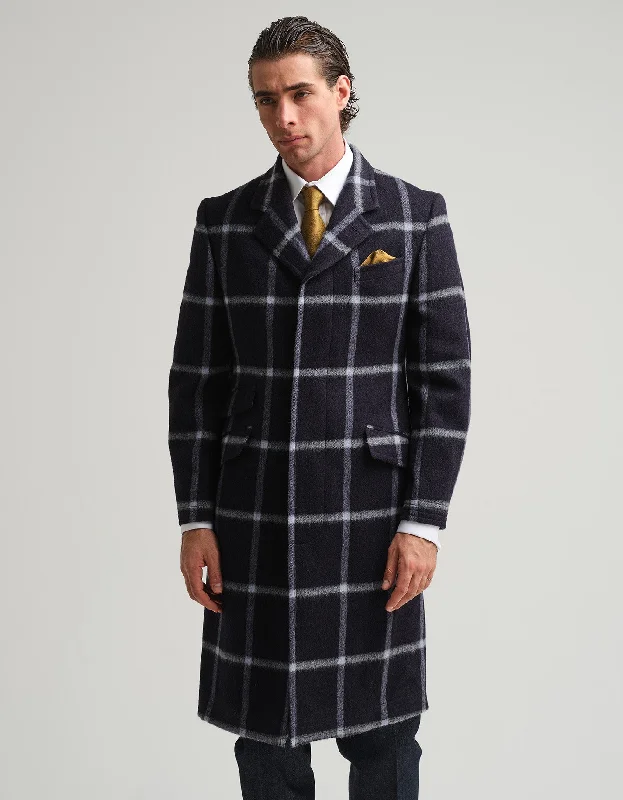Weekend Savings Extravaganza Navy Check Covert Coat