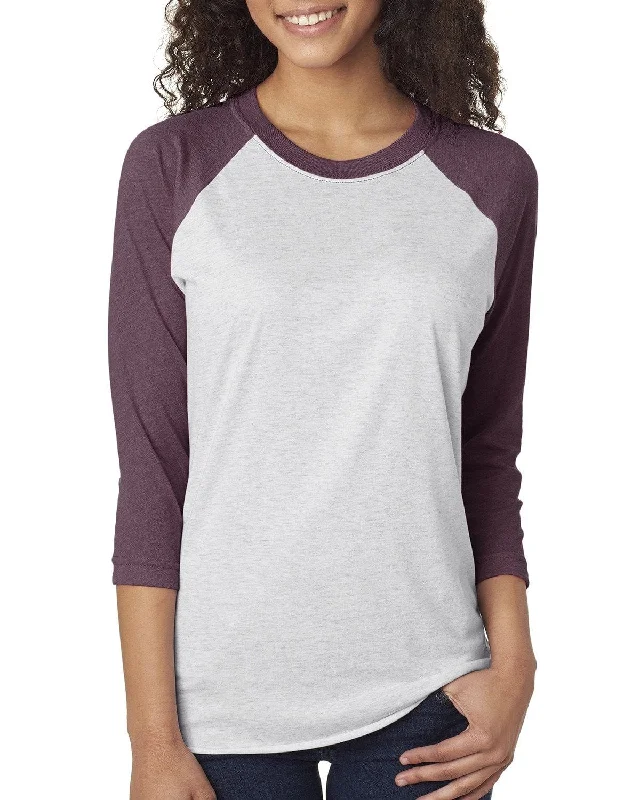 Blowout Sale Next Level Unisex Triblend 3/4-Sleeve Raglan Tee | Vin Pur/ Htr Wht