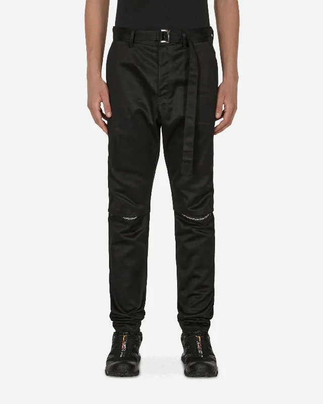 Amazing Value Cotton Chino Knee Zip Pants Black
