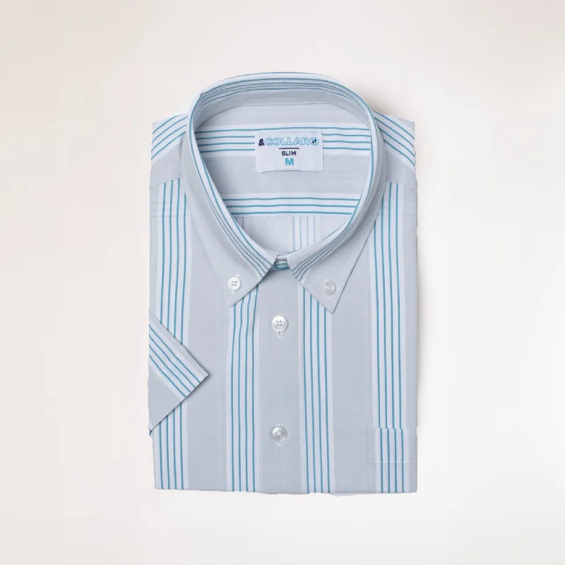 Deal Zone Range Shirt - Grey w/ Blue and White Stripes