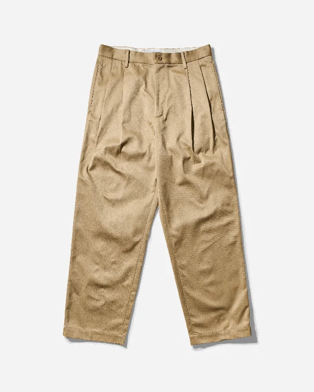 Shop the Weekend Away Men's Double Pleated Chino Trousers Beige