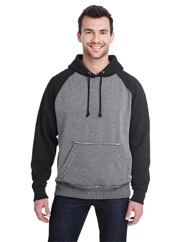 Big Discounts J America Adult Vintage Heather Pullover Hooded Sweatshirt | Smoke/ Black