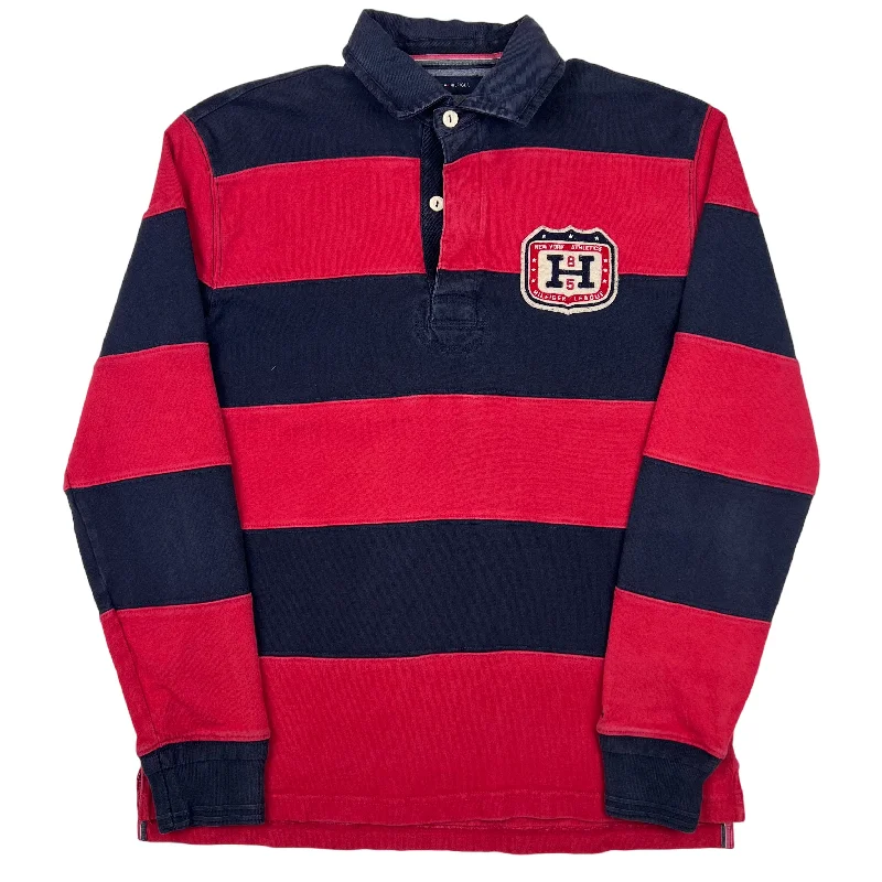 Exclusive Offers Tommy Hilfiger Red Navy Striped Rugby Shirt