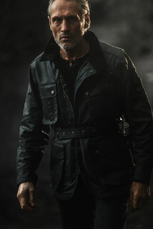 Time-Limited Offer &SONS Black Gold Waxed Jacket