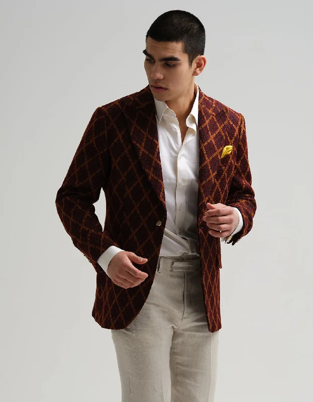 Major Savings Burgundy & Gold Diamond Jacket GOLD