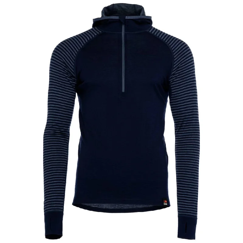 Price Meltdown Mens Merino 200 Zip Neck Hoodie (Stripe Navy/Denim)