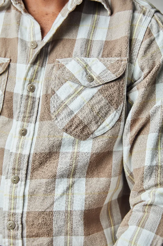 Referral Discount Washed Flannel Workshirt - Buffalo Shadow Plaid