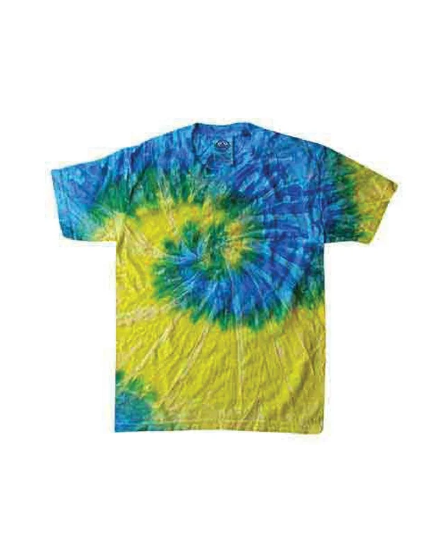 Massive Deals Tie-Dye 100% Cotton Tie-Dyed T-Shirt | Spral Blue/ Yllw