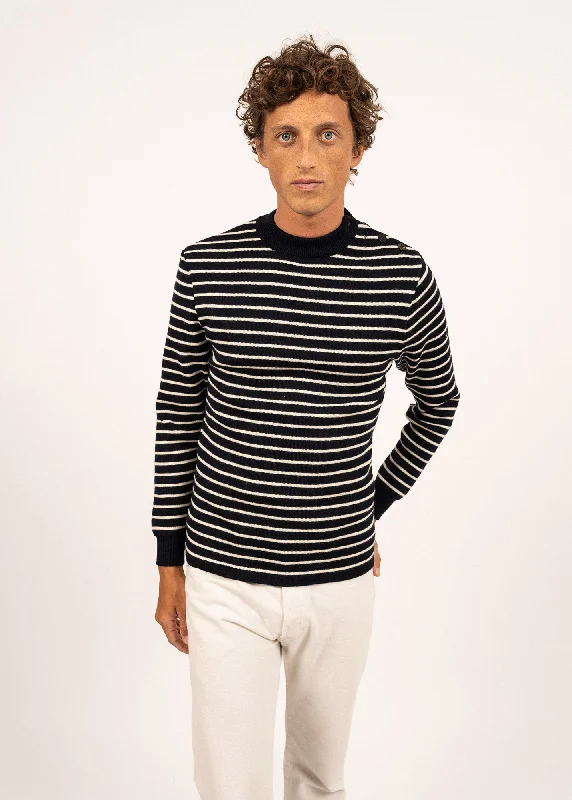 Weekend Shopping Bliss MATELOT - Authentic Striped Wool Fisherman Sweater with Button Shoulder |Slim Fit (NAVY / ECRU) Weekend Shopping Bliss MATELOT - Authentic Striped Wool Fisherman Sweater with Button Shoulder |Slim Fit (NAVY / ECRU)