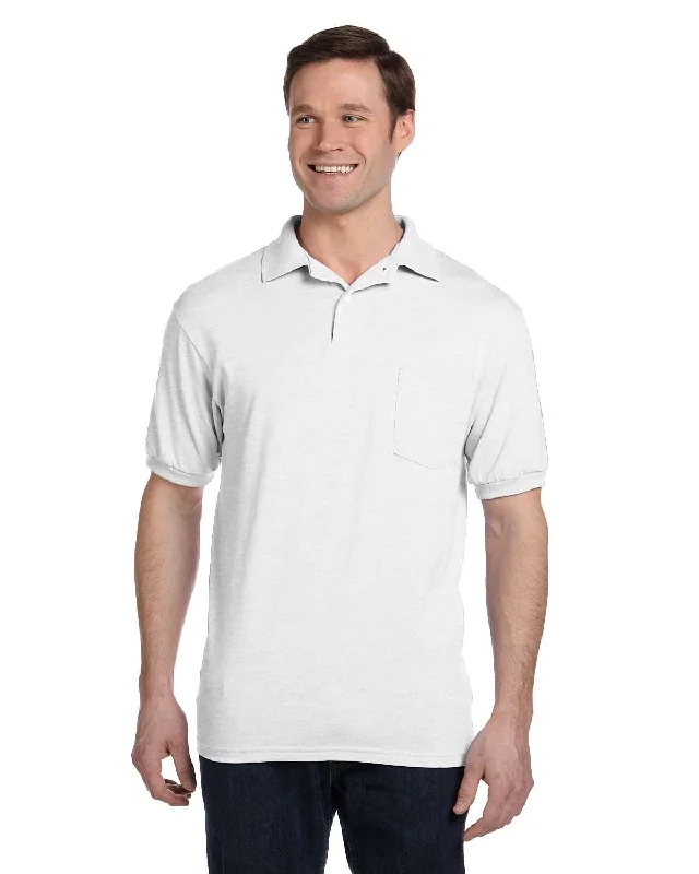 Crazy Deals Hanes 50/50 Jersey Knit Pocket Polo Shirt | White