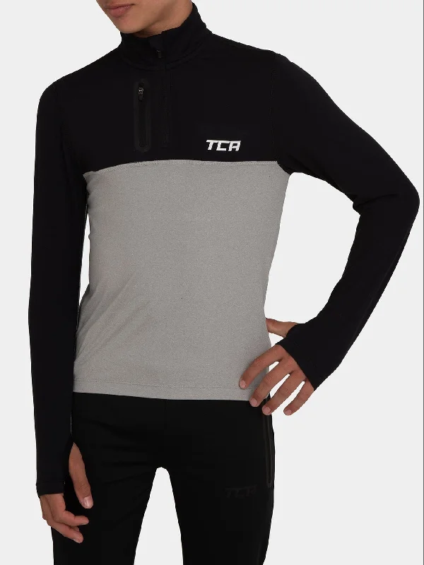 Special Price Fusion Half Zip Running Top For Boys with Thumbholes & Chest Zip Pocket Special Price Fusion Half Zip Running Top For Boys with Thumbholes & Chest Zip Pocket