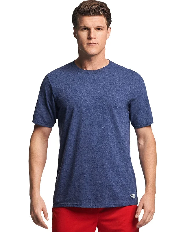 Discount Mania Russell Athletic Unisex Essential Performance T-Shirt | Vintage Hthr Nvy