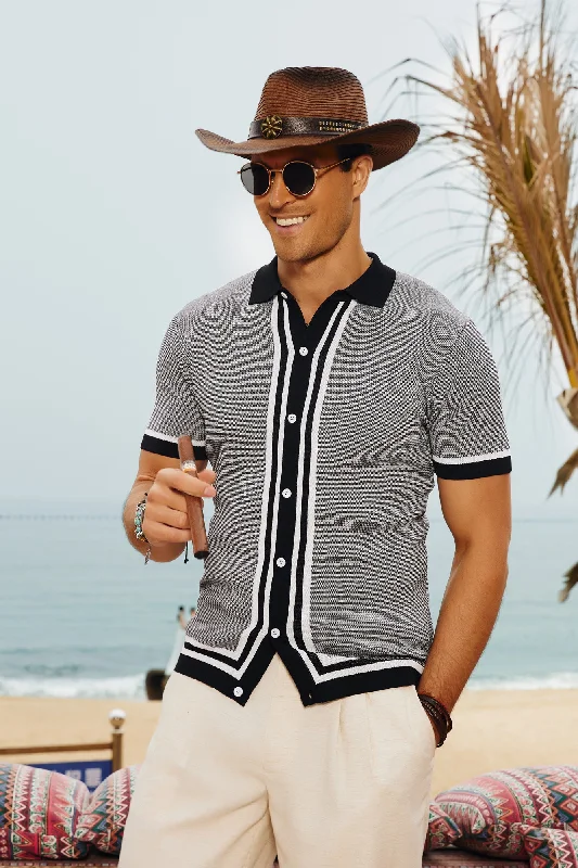 Time-Limited Offer Men's Vintage Stripe Knit Polo Shirts Short Sleeve Stylish Button Down Cardigan Sweater Time-Limited Offer Men's Vintage Stripe Knit Polo Shirts Short Sleeve Stylish Button Down Cardigan Sweater