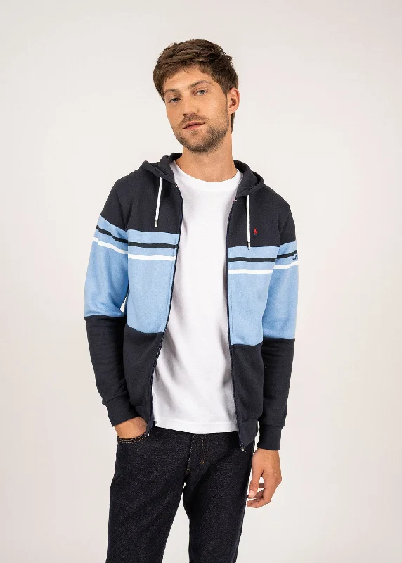 Great Deal ULRICK - Zip-Up Hoodie by Maison FT | 100% Cotton (NAVY / LIGHT BLUE / WHITE)