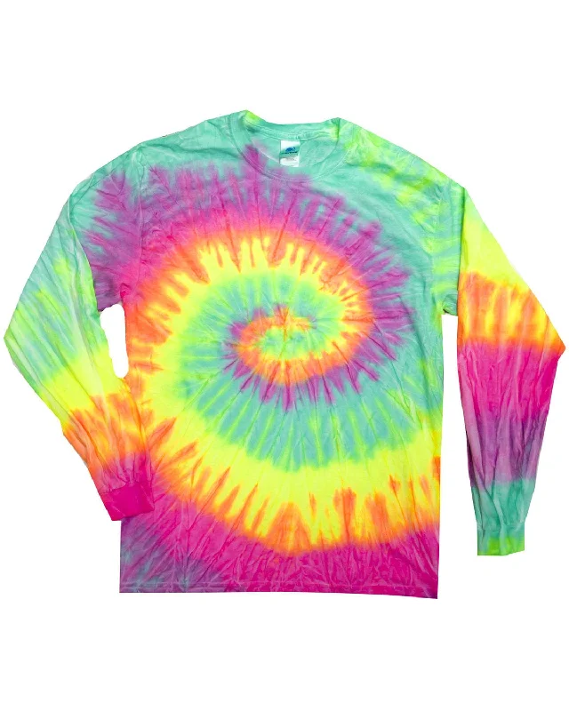 Shop and Save Tie-Dye 100% Cotton Long Sleeve Tie-Dyed T-Shirt | Minty Rainbow