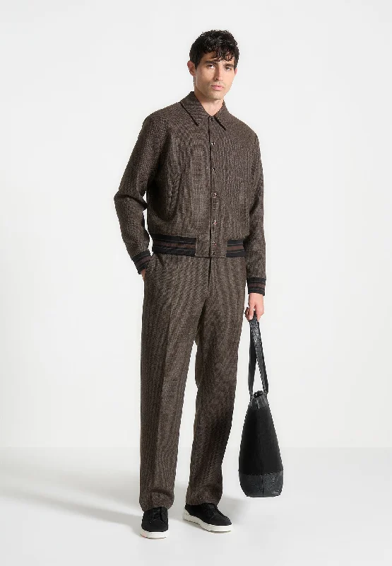 Weekend Shopping Made Better Houndstooth Wool-Blend Jacket - Brown