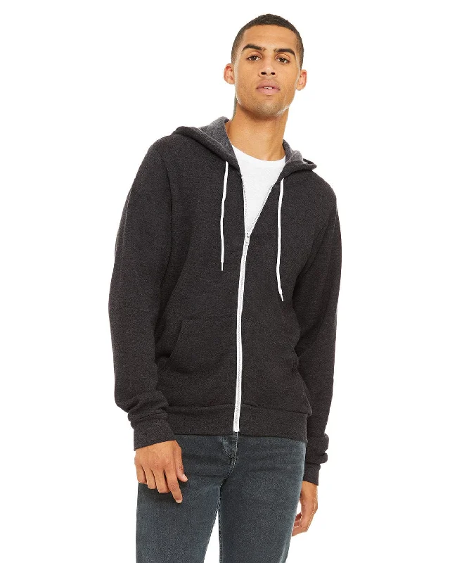 Now Available Bella+Canvas Unisex Poly-Cotton Fleece Full-Zip Hoodie | Dark Gry Heather