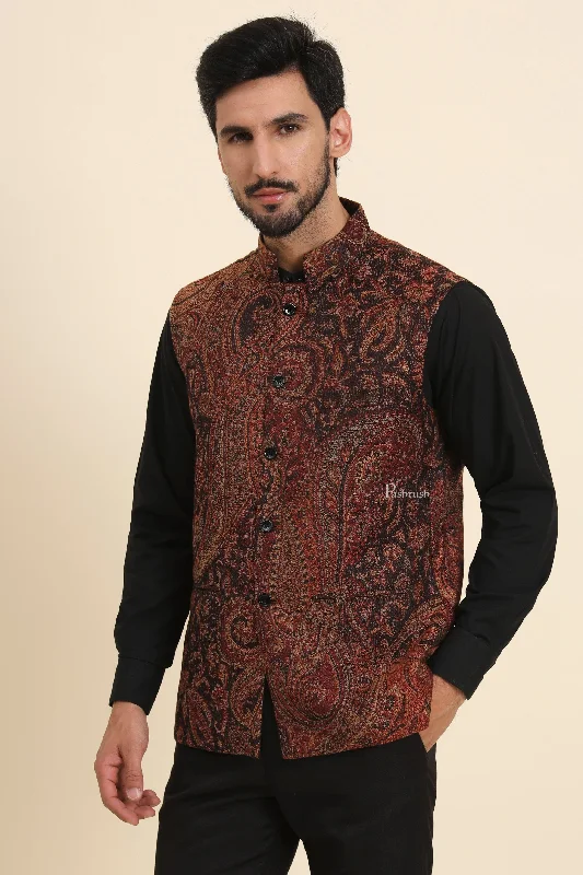 Super Discount Pashtush Mens Woven Jacquard Structured Waistcoat, Slim Fit