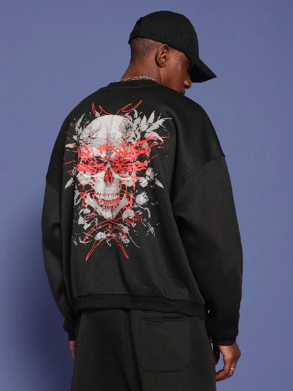 Hurry In Oversized Fit Sweatshirt With Skull Graphic Print