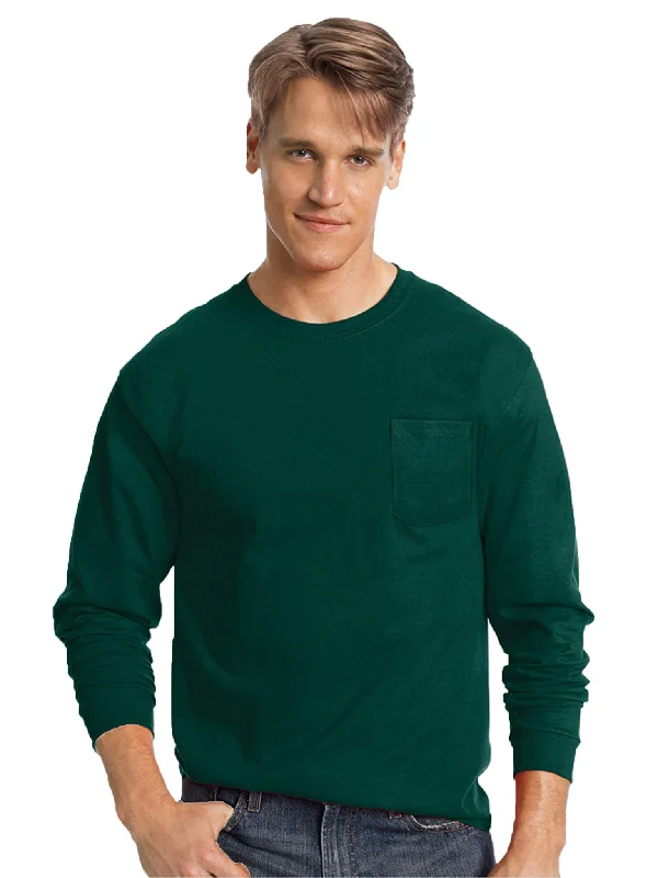 Take Advantage Hanes Tagless Long Sleeve Pocket T-Shirt | Charcoal Heather