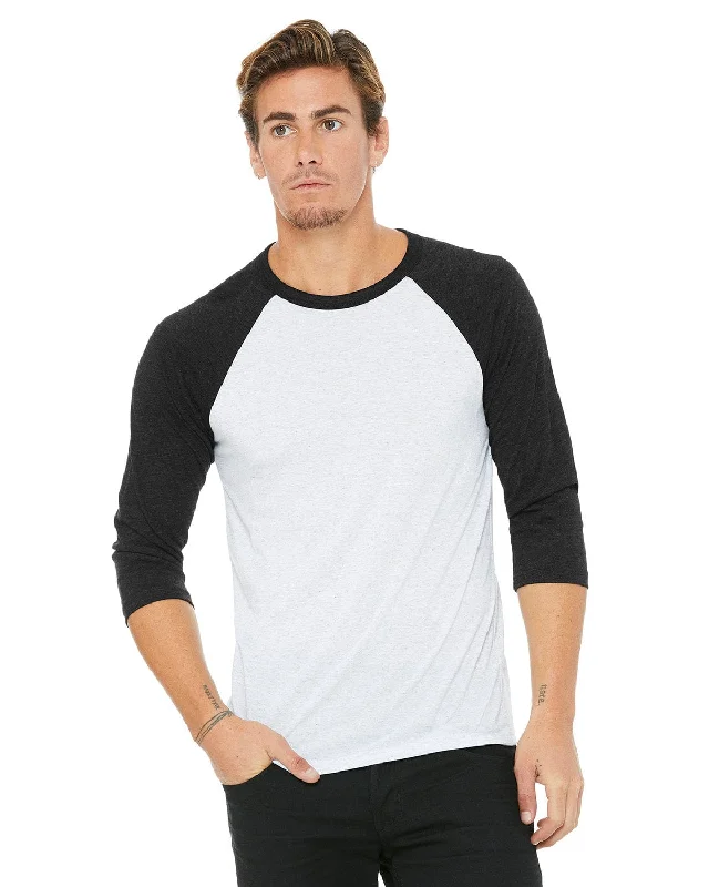 Deal of the Day Bella+Canvas Unisex Triblend 3/4-Sleeve Baseball T-Shirt | Wht Flk/ Chr Trb