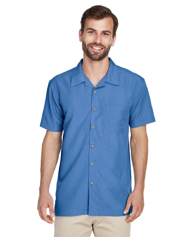 Special Buy Harriton Barbados Textured Camp Shirt | Pool Blue