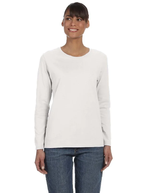 YEAR-End Clearance Gildan Ladies Long Sleeve 100% Cotton T-Shirt | Ash Grey