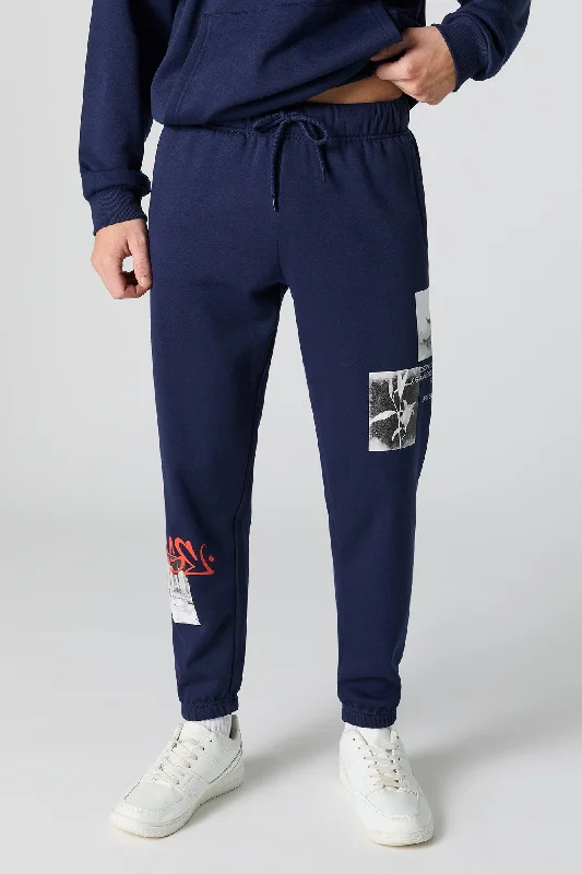 Lowest Price A Graffiti Graphic Fleece Jogger