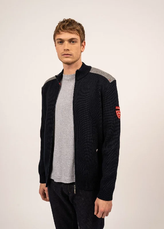 Markdown Madness SERAC ARPIN - Wool Knit Jacket With Zip (NAVY)