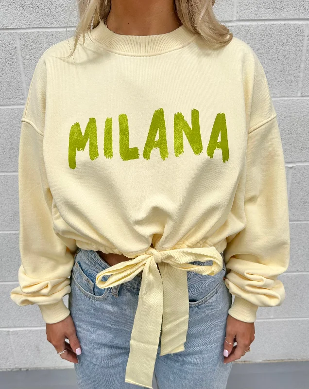 Discount Mania Lemon Cropped Ribbon Sweatshirt.
