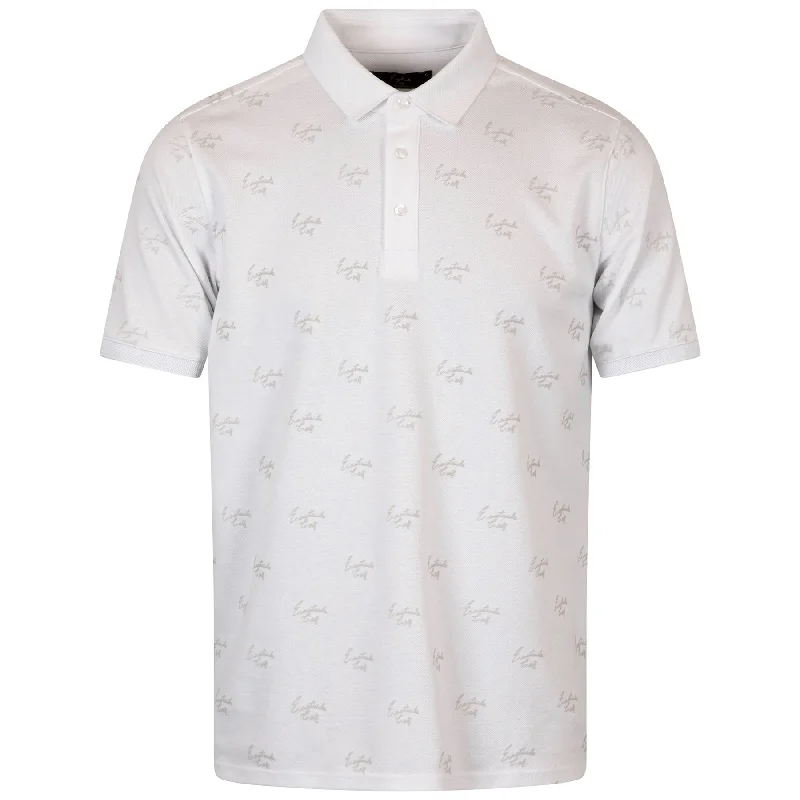 Weekend Offers That Tempt Script Flocked Pique Polo White - SU24