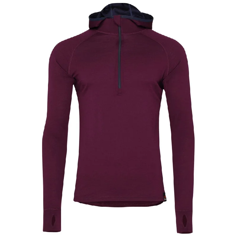 Great Deals Mens Merino 200 Zip Neck Hoodie (Wine)