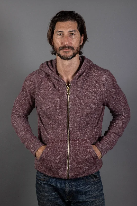Hurry In Men's Soft Knit Melange Zip Front Hoodie
