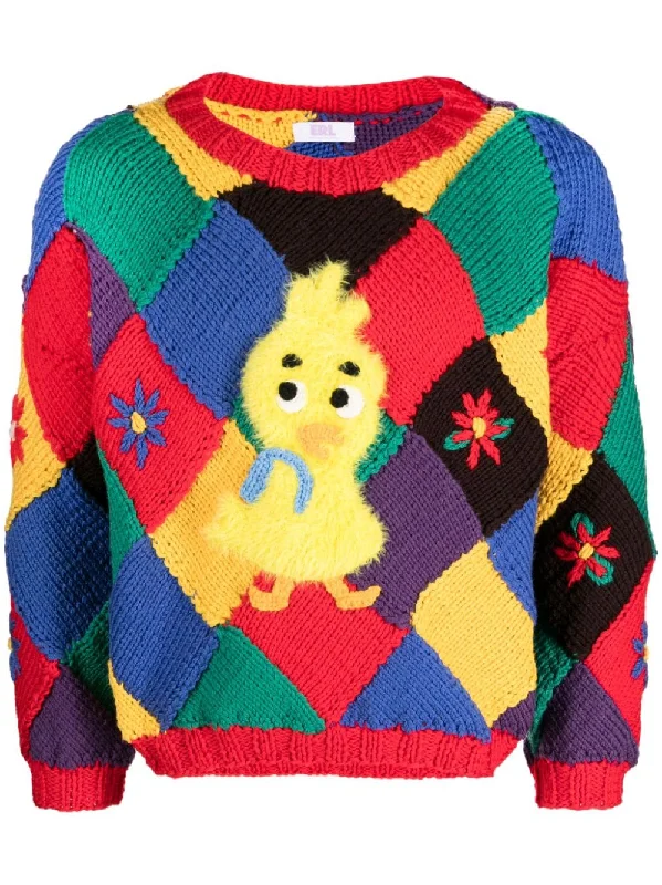 Weekend Specials to Love Bird-Appliqué Colour-Block Jumper